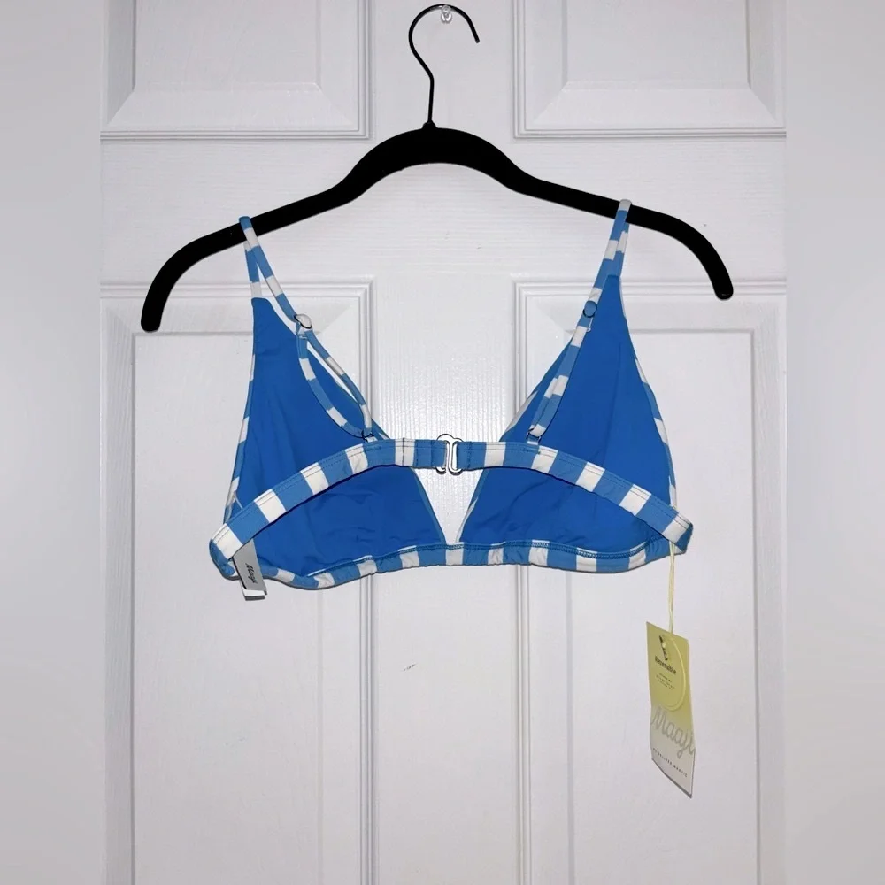 NWT MAAJI Reversible Azure Stripes Ivy Fixed Triangle Bikini Top - Picture 7 of 11